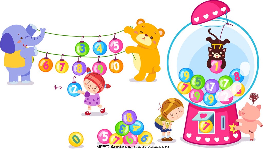 儿童数字画 卡通矢量素材