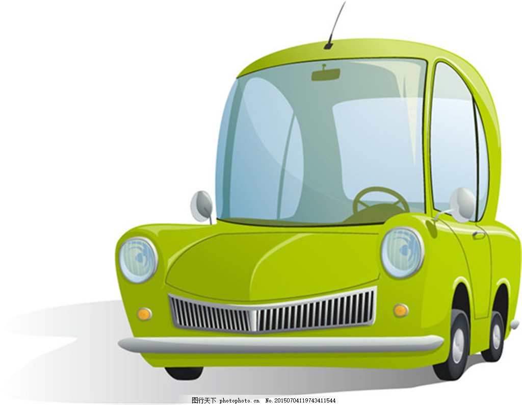 卡通绿色轿车,现代交通工具 汽车 绿色汽车 私家
