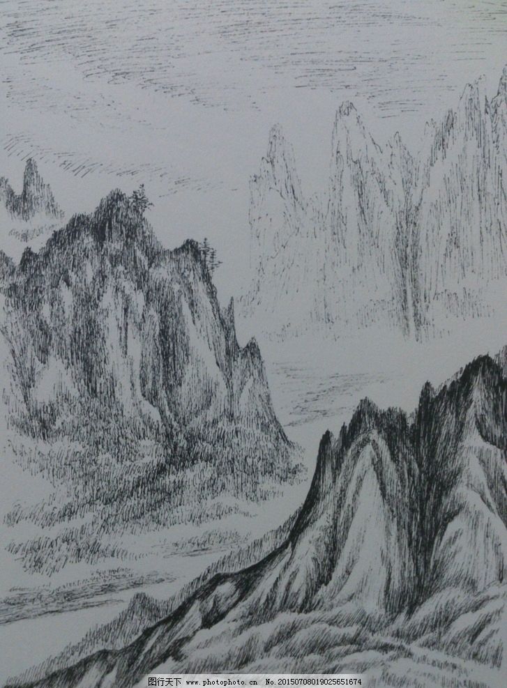 钢笔画 山水画 风景 硬笔绘画 传统作品 设计 文化艺术 绘画书法 72