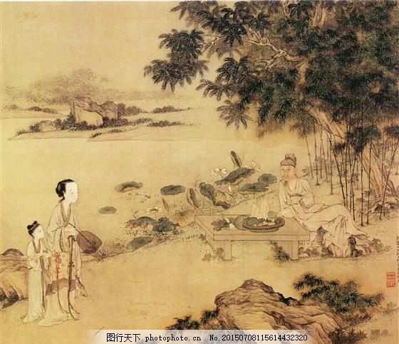 莲塘纳凉图 人物画 中国古画_0437 设计素材 人物名画 古典藏画