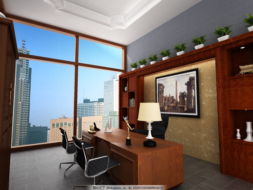 商业空间老板办公室,商业设计 背景墙 黑色-图