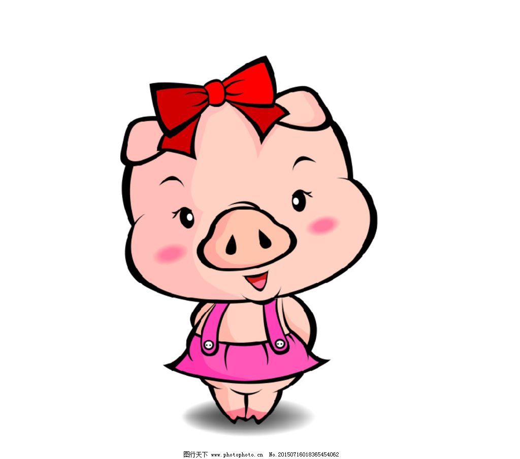 可爱的小猪插画,动物 卡通 表情 家禽-图行天下图库