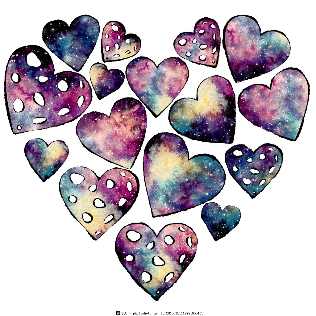 手绘用爱心拼成的大爱心psd源文件