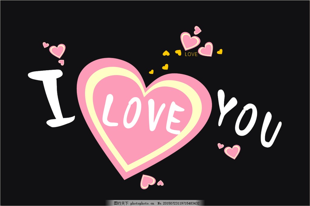 ILOVEYOU 心形,心形素材 我爱你 黑色-图行天下图库