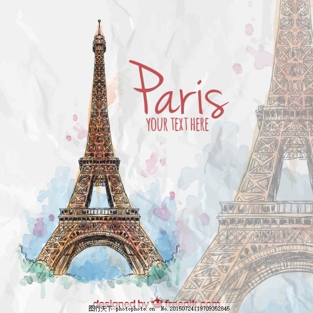 的埃菲尔铁塔,水彩画 一方面 油漆 巴黎 旅游-图
