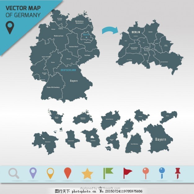 德国地图和地图点,背景 旅游 模板 图形 布局 平