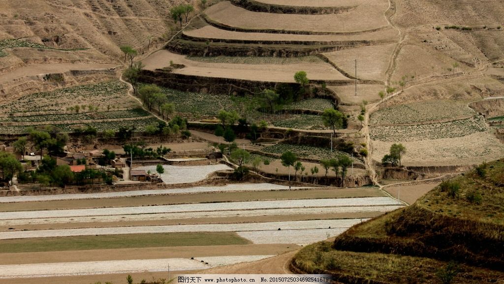 黄土高坡地形风景图片_唯美 壁纸-日落唯美风景图片