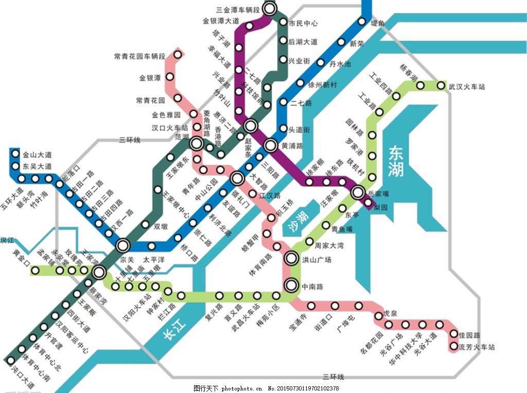 武汉市地铁路线图设计矢量素材