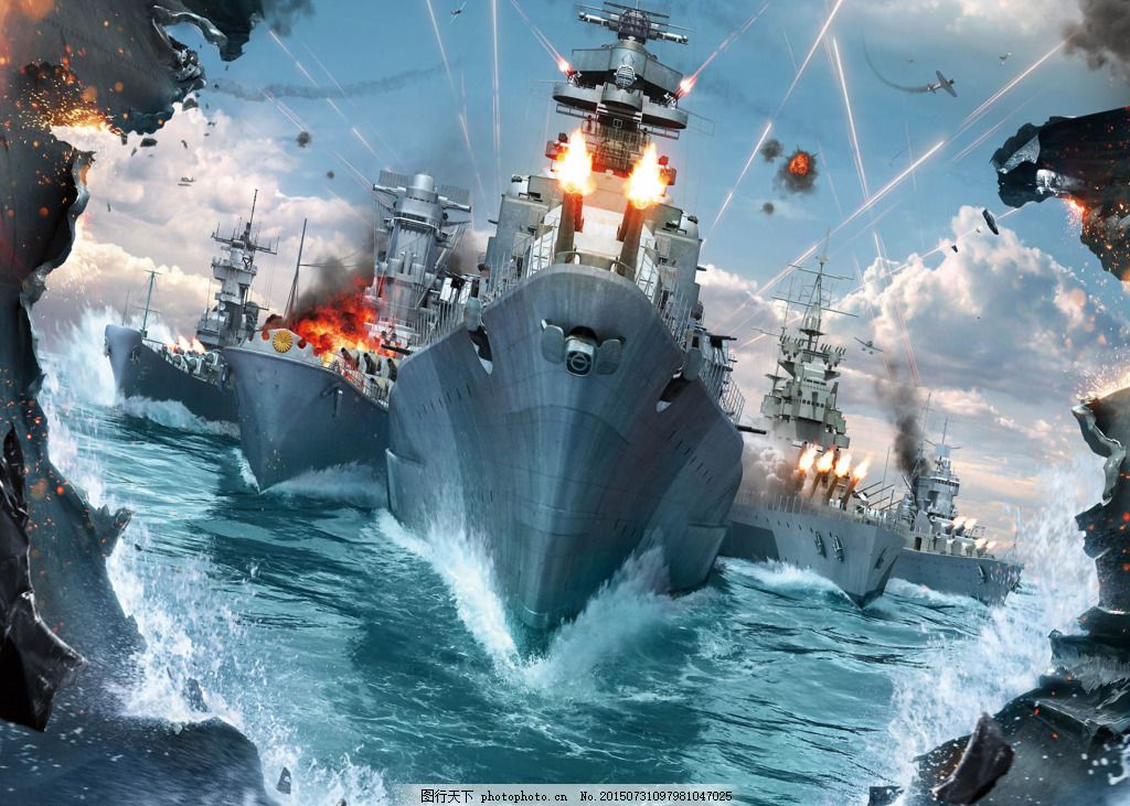 3d炮舰沙发背景墙,空战 大海 立体 战争 海战 青