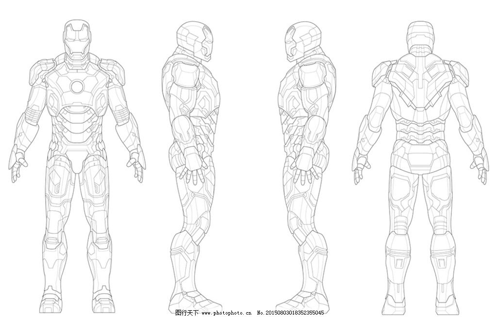 钢铁侠线描稿图片