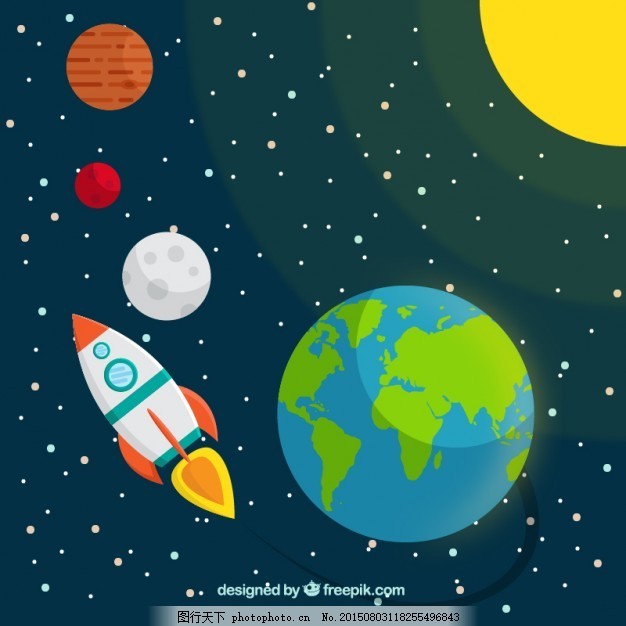 太空火箭手绘