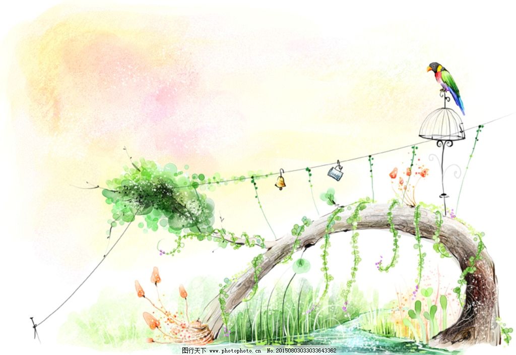 手绘水彩小鸟图片图片展示