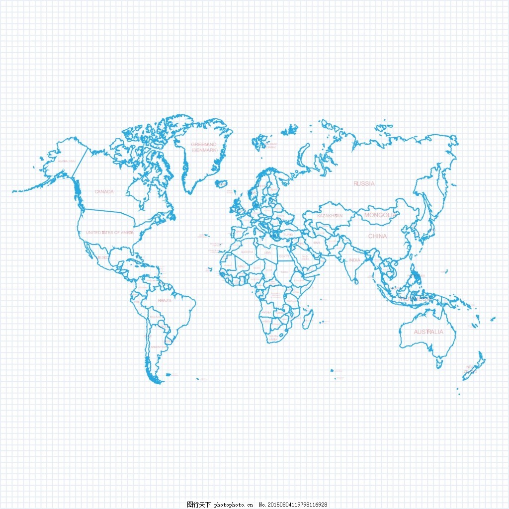 矢量地图 世界 世界地图线条 蓝色世界地图 白色图片