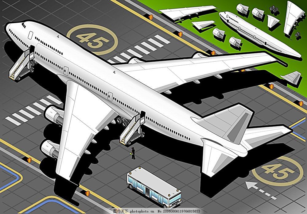 机 航空运输 卡通飞机 交通工具 现代科技-图行