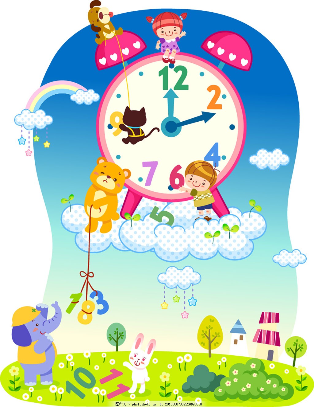 儿童数字画 卡通矢量素材