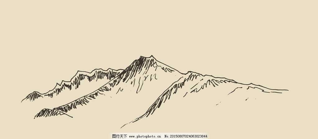 手绘山峰 素描 高山 山脉简笔画 插图 绘画 山峦 山川 自然风景 设计