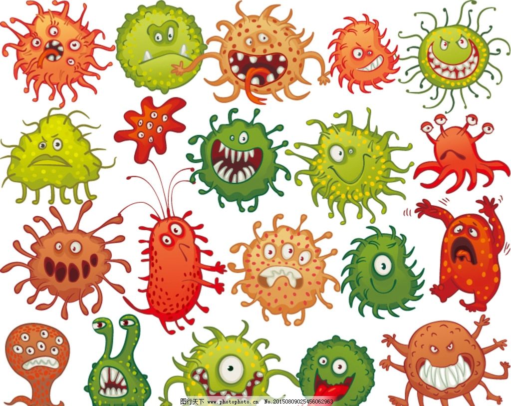 Bacterias De Virus Dibujado A Mano De Dibujos Animados PNG , Clipart De ...