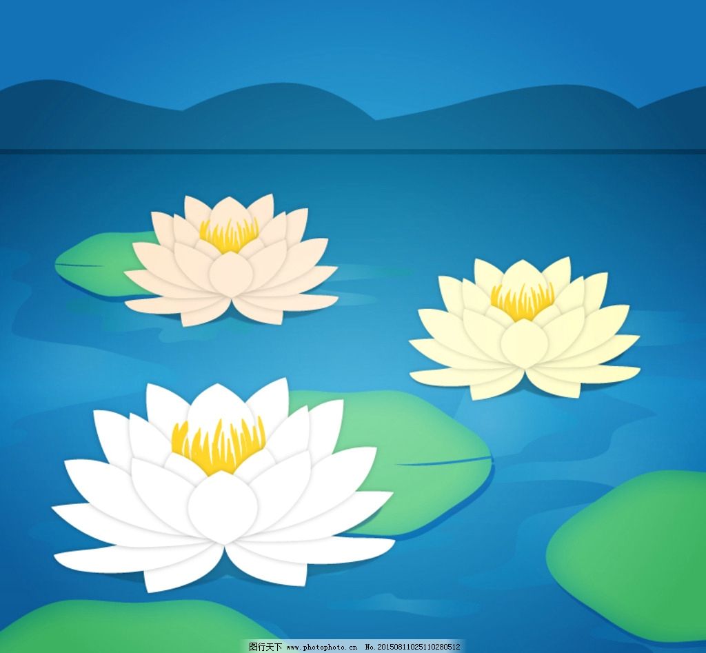 精美荷花剪贴画背景图片图片