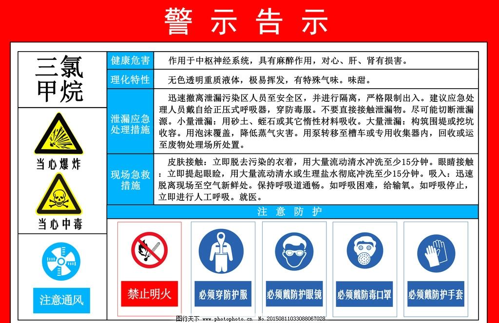 三氯甲烷职业健康危害警示告知卡图片
