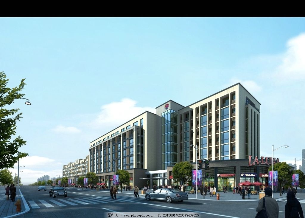 商业透视图 沿街商铺 小高层建筑 办公建筑 超市建筑 设计 环境设计
