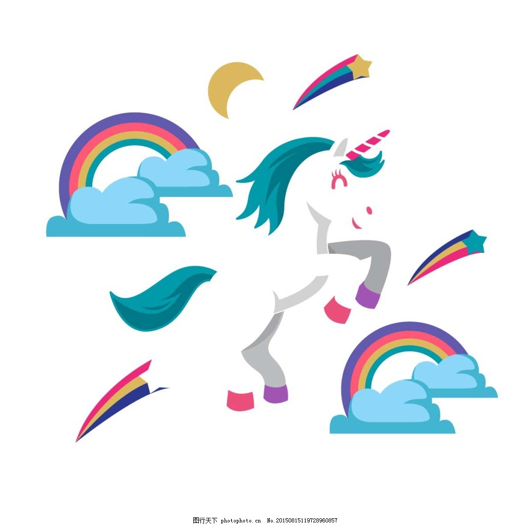 卡通飞行小白马png元素