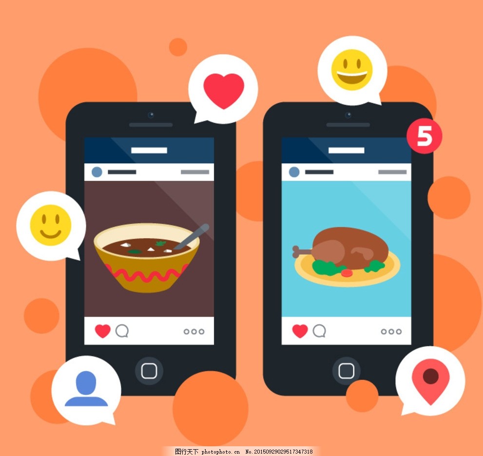手机送餐app程序矢量素材,对话框 语言框 对话