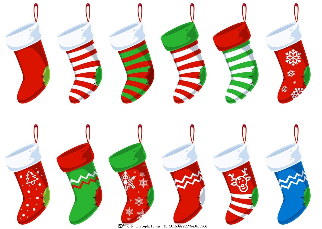 各种颜色的圣诞袜,圣诞节 袜子-图行天下图库