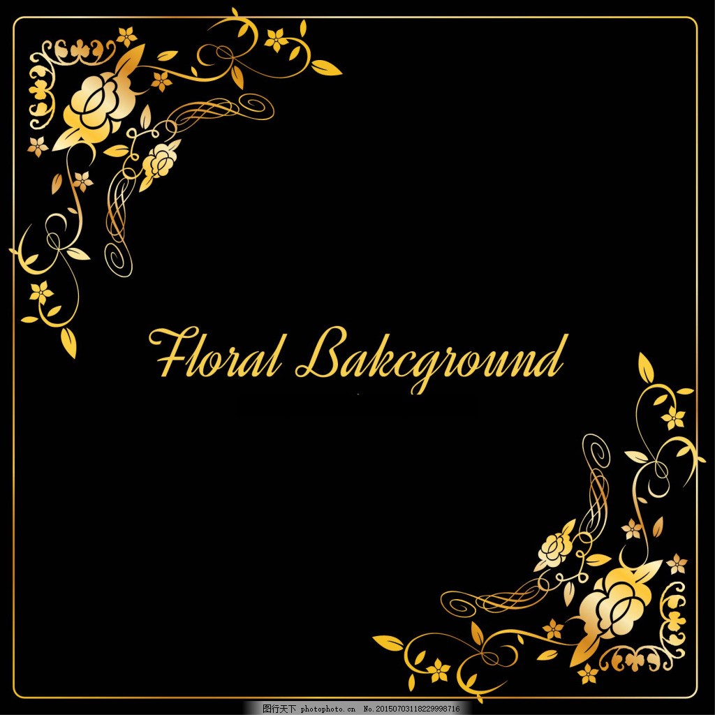 金色花边背景图片 广告背景 底纹边框 图行天下素材网