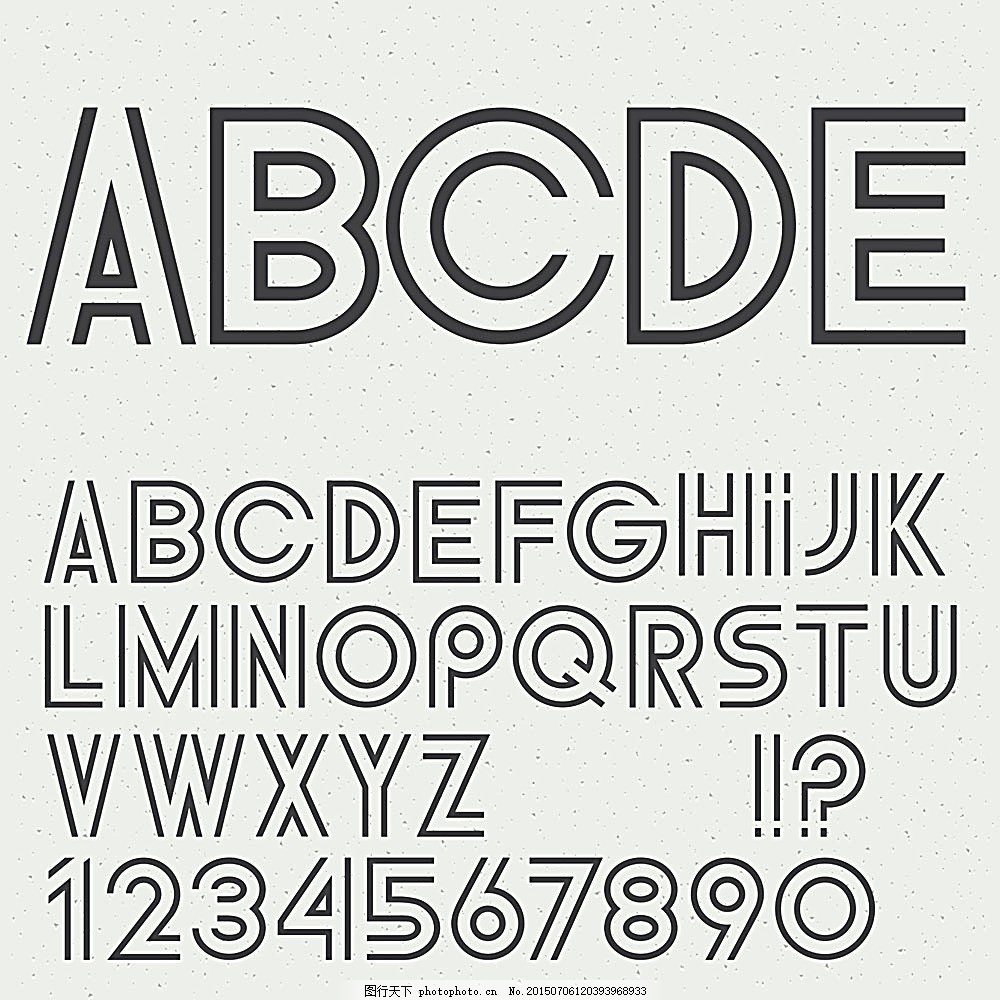 空心字体字母数字图片 艺术字 设计元素 图行天下素材网