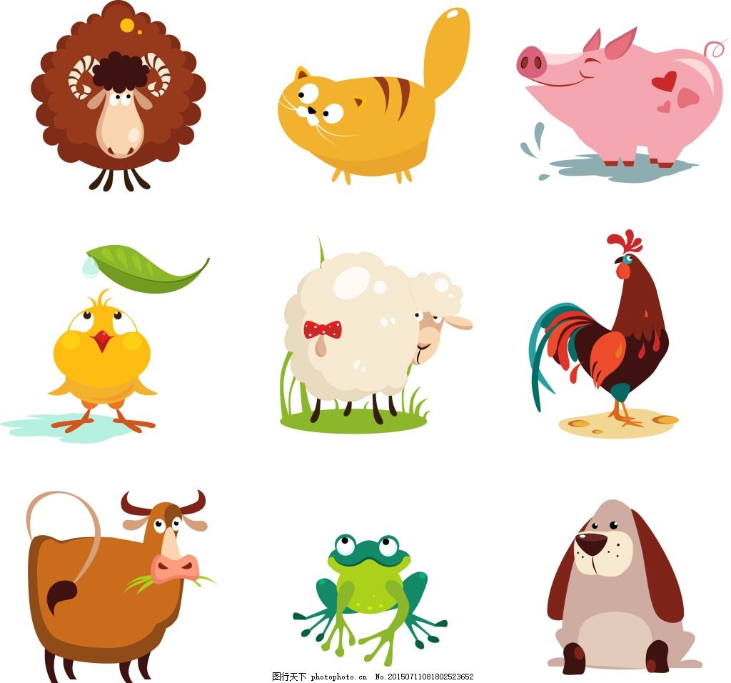 卡通动物,可爱,卡通,动物,小鸡,青蛙,ai,白色,AI