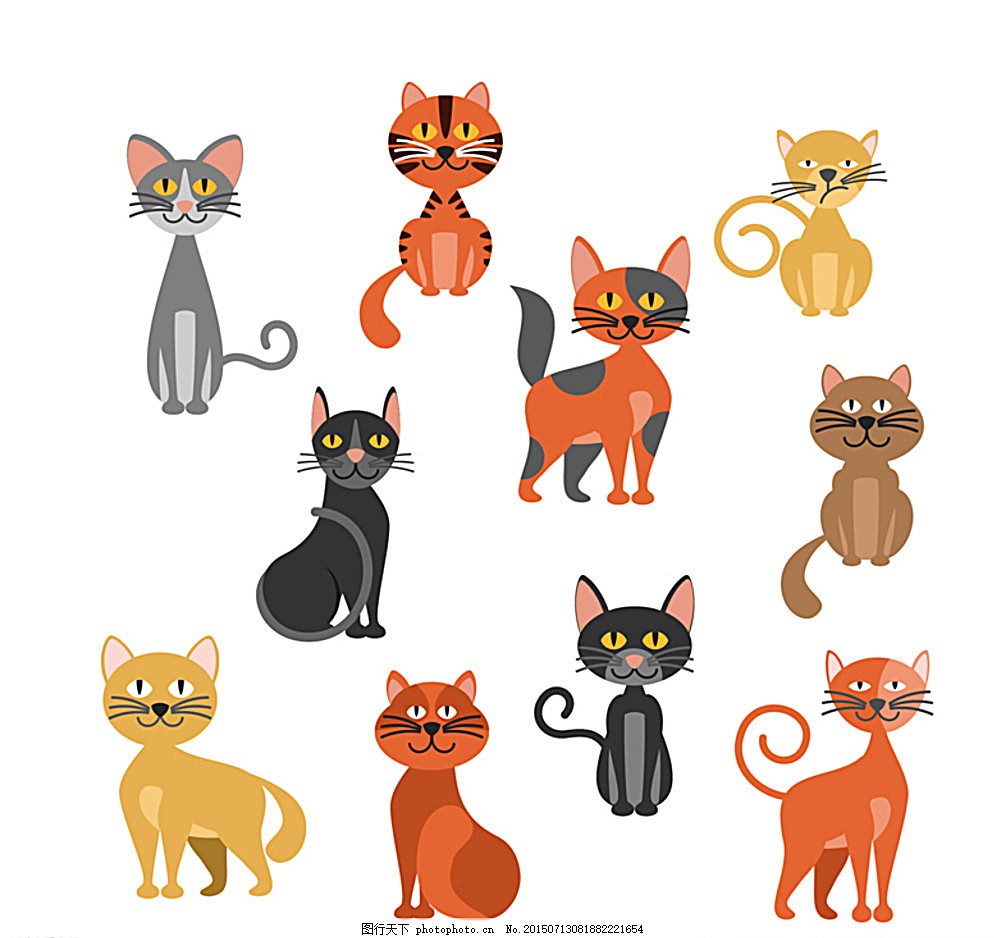 卡通猫咪,卡通猫,宠物,猫,动物,猫咪,矢量图,设计,广告设计,AI,白色