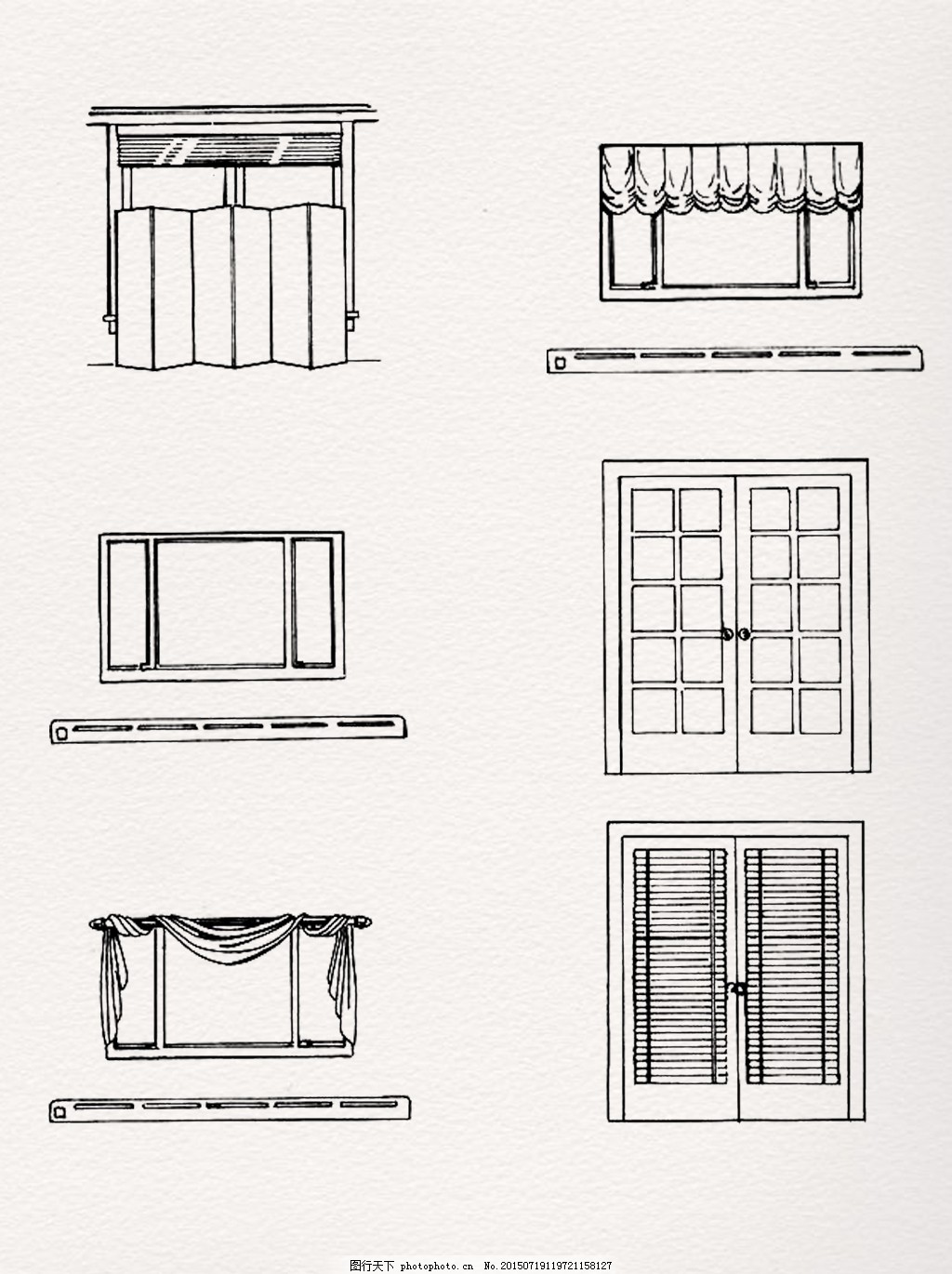 一组简单素描窗户素材图片 装饰图案 设计元素 图行天下素材网