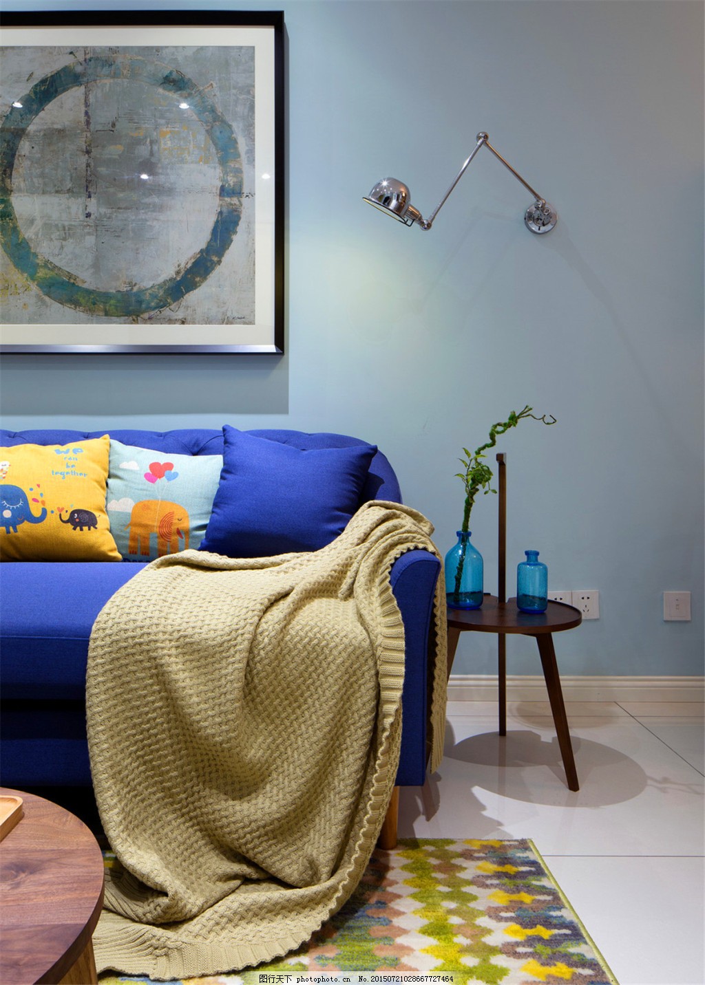 浅蓝色客厅 – 设计本装修效果图