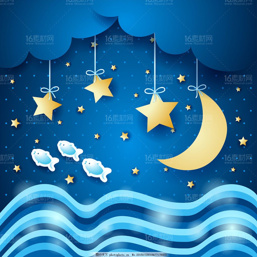 唯美的夜空景色矢量素材图片 风景漫画 动漫卡通 图行天下素材网