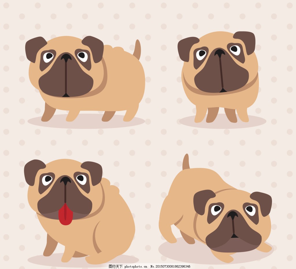 有趣的棕色哈巴狗图片 卡通动物 动漫卡通 图行天下素材网