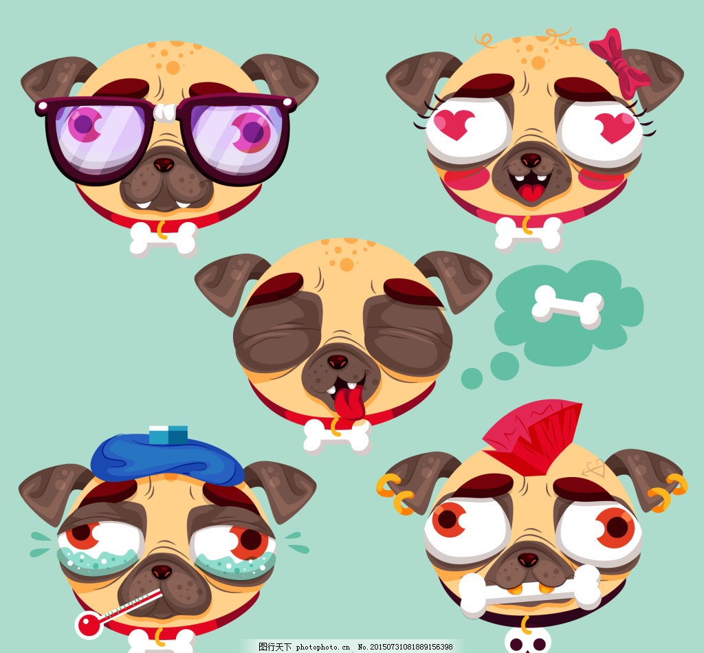 卡通大眼睛矢量哈巴狗图片 卡通动物 动漫卡通 图行天下素材网